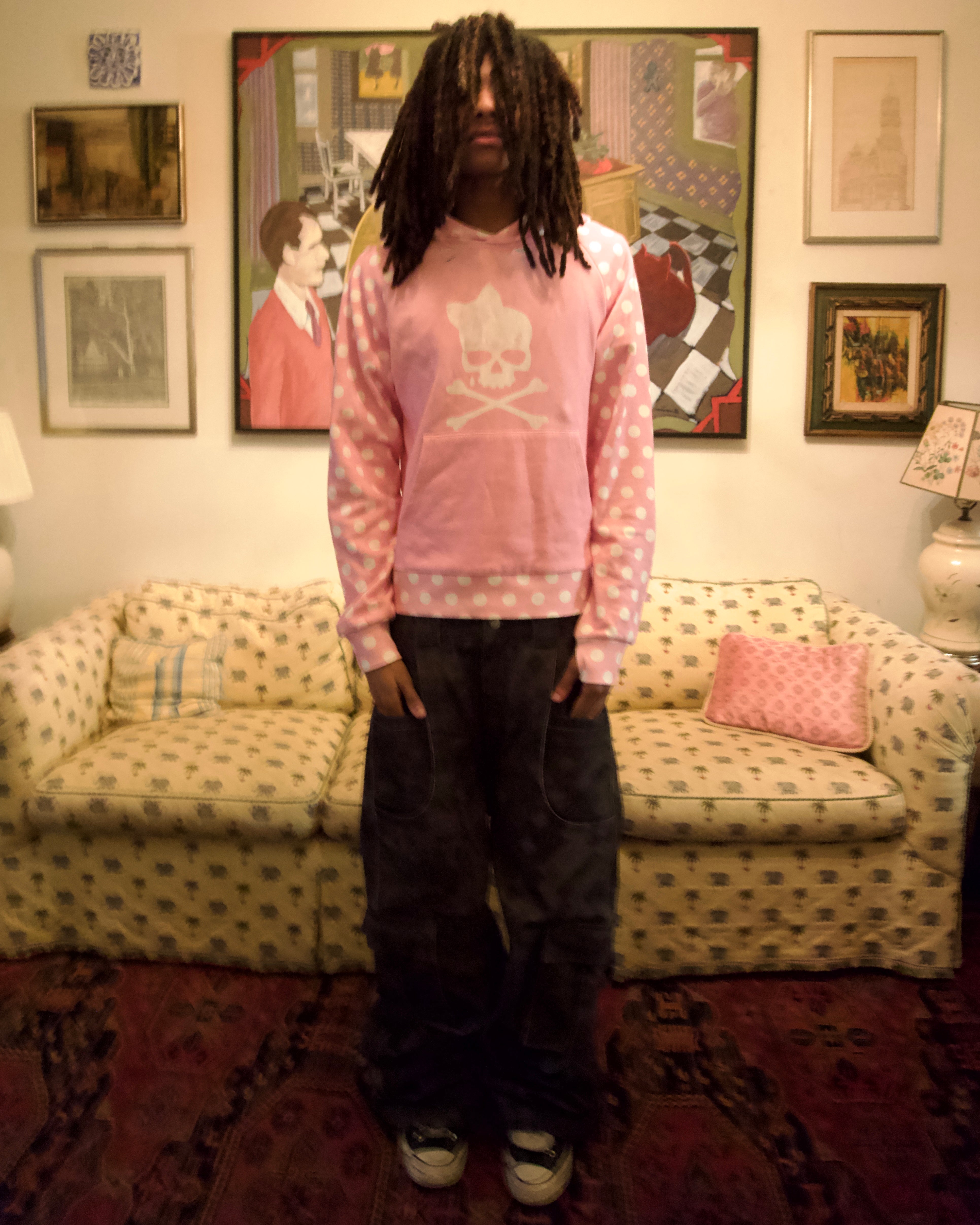 pink polka hoodie
