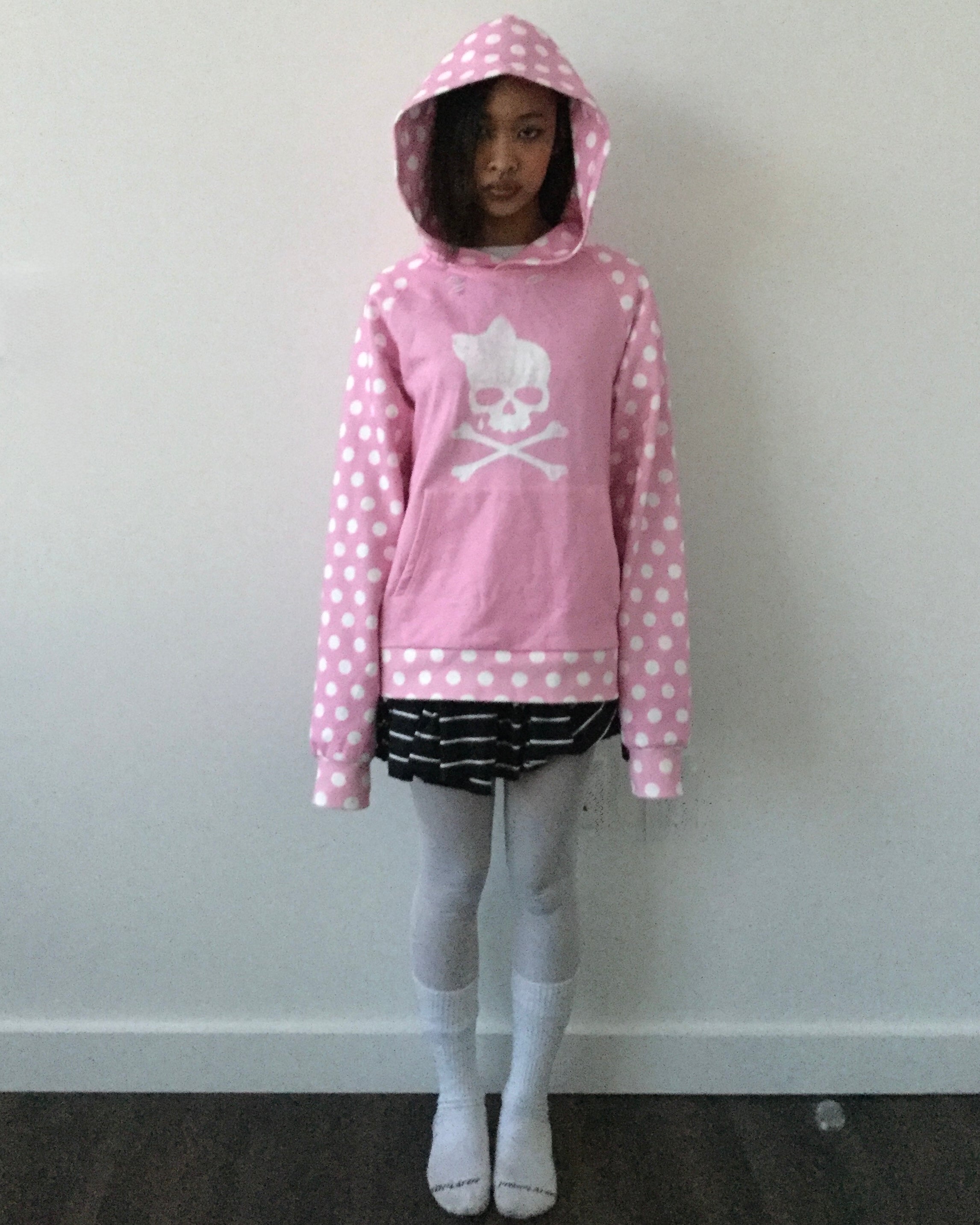 pink polka hoodie